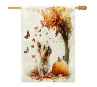 Autunno Acquerello Cairn Terrier Dog House Bandiera 71,1 x 101,2 cm Double Face per esterno Decorativo, autunno Acero Pet FrontYard Tela Home Flag, Puppy Outdoor Pattern Backyard Prato Bandiera