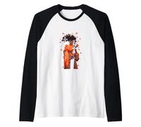 Autunno Afro Donna Afro Americano Autunno Zucca Spice Latte Maglia con Maniche Raglan