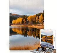 Autunno al lago nella foresta, riflesso nella natura, puzzle per adulti, 1000 pezzi, memoria, relax, chiusura precisa, pensieroso, Natale (38x26cm)