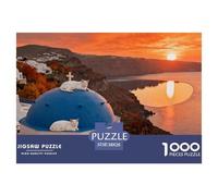 Autunno al tramonto sulla Caldera di Santorini Puzzle in Legno Impermeabile DIY Puzzles Da 1000 Pezzi Per Adulti Sfidanti E Rompicapo Giochi Di Impegnativi
