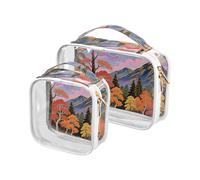 Autunno Alberi Mistero Trucco e Toiletry TSA Approvato Borse Impermeabile per Le Donne Viaggio Essenziale