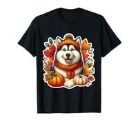 Autunno Autunno Alaskan Malamute Proprietario Cane Amante Zucca Vintage Maglietta