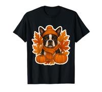 Autunno Autunno Boston Terrier Cane Foglie di Zucca Proprietario Am Maglietta