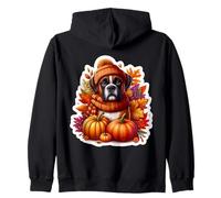 Autunno Autunno Boxer Cane Zucca Foglie Proprietario Amante Mamma papà Cucci Felpa con Cappuccio