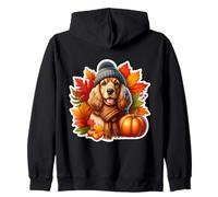 Autunno Autunno Cocker Spaniel Cane Proprietario Amante Zucca Vintage Felpa con Cappuccio