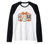 Autunno Autunno Infermiera Camicia Donna Zucca Thankful Nurse Life Maglia con Maniche Raglan