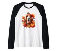 Autunno Autunno Inglese Setter Cane Proprietario Amante Zucca Vintage Maglia con Maniche Raglan