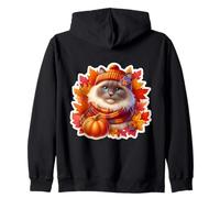 Autunno Autunno Ragdoll Cat Proprietario Ringraziamento Mamma papà Zucca Felpa con Cappuccio