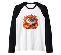 Autunno Autunno Ragdoll Cat Proprietario Ringraziamento Mamma papà Zucca Maglia con Maniche Raglan