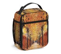 Autunno, Borsa per il pranzo Borsa per il pranzo isolata Borse riutilizzabili per donne Uomini Lavoro Picnic Campeggio, Foglie degli alberi Stagione autunnale romantica, Porta pranzo portatile per adu