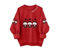 Autunno Camicia Felpe di Natale per le Donne Carino Natale Stampa Grafica Felpa Manica Lunga Carino Vacanza Pullover Top Donna Cold Gear Pullover, cachi, S