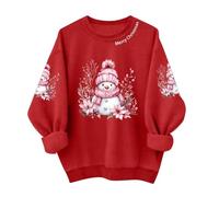 Autunno Camicia Felpe di Natale per le Donne Carino Natale Stampa Grafica Felpa Manica Lunga Carino Vacanza Pullover Top Donna Cold Gear Pullover, rosa, M