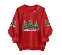 Autunno Camicia Felpe di Natale per le Donne Carino Natale Stampa Grafica Felpa Manica Lunga Carino Vacanza Pullover Top Donna Cold Gear Pullover, Blu, S