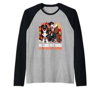 Autunno Cane papà Anime Cadere per I Cani nella Stagione più Accogliente Maglia con Maniche Raglan