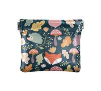 Autunno carino gufo volpe riccio donna piccolo portamonete in pelle impermeabile mini portafoglio per ragazze signore borsa, Autunno Carino Gufo Volpe Riccio, 1 Size, Accessorio da viaggio