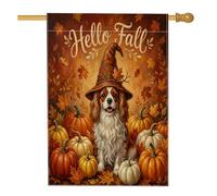 Autunno Cavalier King Charles Spaniel gnomo cortile cortile verticale casa bandiere 28 x 40 su entrambi i lati per esterno, autunno zucca foglia d'acero casa stampa bandiera casa, fresco decorazione