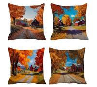 Autunno Cuscini da Esterno 60x60 Set da 4 Federe Cuscini Divano Foglie cadute Copricuscini Velluto Copri Cuscino Divano, Impermeabili Copricuscino, Quadrato Cuscino Decorativo, Decorazione Casa t-662