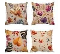 Autunno Cuscini da Esterno 60x60 Set da 4 Federe Cuscini Divano Foglie Copricuscini Velluto Copri Cuscino Divano, Impermeabili Copricuscino, Quadrato Cuscino Decorativo, Moderna Decorazione Casa t-667