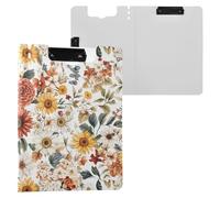 Autunno Dahlia Daisy Girasole Bianco Appunti Pieghevole Doppia Clip In Metallo Portapenne Clip Board con Cover Appunti Folio Accessori di Cancelleria