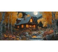 Autunno Dipingere con i Numeri Kit, Cottage Grande Paint by Numbers Adulti, Set di Pittura con i Numeri, Kit di Pittura Acrilica, Principianti Facile su Tela Fai da Te Pittura a Olio 70x140cm J0L-363