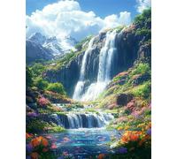 Autunno Dipingere con i Numeri Paesaggio Paint by Numbers Dipingere con i Numeri Bambini con Cornice 50x70cm Tela, Kit Pittura Adulti Fai da Te Creativo con Vernici e 3 Pennelli, Home Room Decor F-711