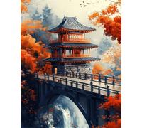 Autunno Dipingere con i Numeri Paesaggio Paint by Numbers Dipingere con i Numeri Bambini con Cornice 90x120cm Tela, Kit Pittura Adulti Fai da Te con Vernici e 3 Pennelli, Home Decor, Regalo F-710