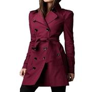 Autunno Donne Trench Cappotto Lungo Giacca A Vento Doppiopetto Slim Trench Lungo, TIE XIU HONG, L