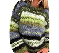 Autunno E Inverno Moda Donna Maglione Arcobaleno Girocollo A Righe Casual Maglione Lavorato A Maglia Caldo Donna
