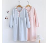 Autunno e inverno nuova gonna lunga da donna camicia da notte termica ispessita 100% cotone cotone clip manica lunga abito da casa indumenti da notte