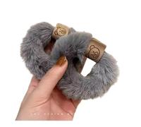 Autunno e inverno peluche patch orso asciugamano anello elastico capelli stile coreano accessori per capelli fascia spessa corda alta elastica (2pc-gray)