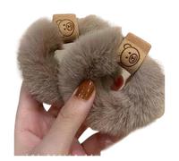 Autunno e inverno peluche patch orso asciugamano anello elastico capelli stile coreano accessori per capelli fascia spessa corda alta elastica (2pc-kaki)