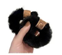 Autunno e inverno peluche patch orso asciugamano anello elastico per capelli stile coreano accessori per capelli fascia spessa corda alta elastica (2pc-ner)