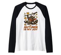 Autunno è la mia Gioia Carino Disegno Procione Maglia con Maniche Raglan