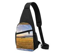 Autunno Erba Dorata Paesaggio Casual Una Spalla Cross Body Borsa Del Petto Del Raccoglitore Del Telefono Sacchetto Del Telefono, Nero , Taglia unica