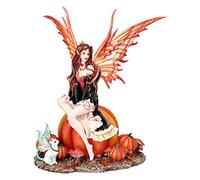 Autunno Fata Seduta sulla Zucca Figurine Statua