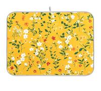 Autunno Fiori Giallo Piatto Rack opaco Piatto scolapiatti stuoia per la cucina Contatore Microfibra Piatto di asciugatura mat Grande 18 x 24