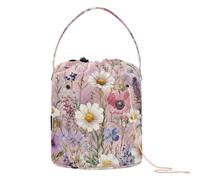 Autunno Fiori Vintage Filato Bag con Fori Lavoro a Maglia Tote Bag per Knitting Tool bolsas para Crochet