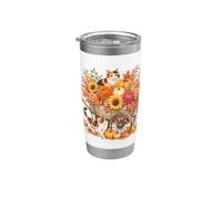 Autunno Floreale Design Con Zucche Girasoli Calico Cats Bicchiere termico in acciaio inox doppia parete