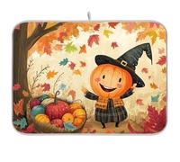 Autunno Foglia d'Acero Zucca Arancione Riutilizzabile Asciugatura Piatto Mat 18x24 Rettangolo Grande Piatto di Asciugatura Opaco Decorativo Home Decor Essentials