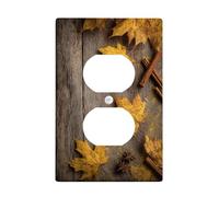 Autunno Foglia Luce Interruttore Piastre/Coperture di uscita, Foglie d'acero giallo dorato per la decorazione domestica, Piastre da parete termoplastiche, Dimensioni standard singolo Duplex Outlet
