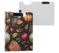 Autunno Foglia Mele Zucche Appunti Pieghevole Due Clip Metallo Portapenne Clip Board con Cover Clipfolio Accessori Laboratorio