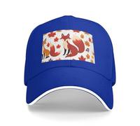 Autunno Foglie Rosse Stampa Neutro Sandwich Cappello Stile Fit Tutto L'anno Cappelli Da Baseball Regolabile Snug Secure, Blu, Taglia unica