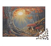 Autunno Forestaa Puzzle Per Adulti |Alberi Fungos Sole| 1000pcs (75x50cm) Puzzle Giochi EduGattoivi,decorazioni Per La Casa