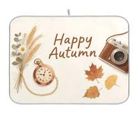 Autunno Fotocamera Foglie Riutilizzabile Asciugatura Piatto mat 18x24 Rettangolo Grande Scolapiatti Panno Decorativo Home Decor Essentials