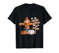 Autunno Fun Shirt Spaventapasseri Hayrides Bonfire Pumpkins Sign Maglietta