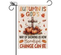 Autunno Giardino Flag Change Can Be Beautiful Religioso Gesù Croce Verticale Doppio Lato Bandiere di Benvenuto Stagionale Aumtumn Decorati
