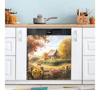 Autunno Girasoli Mele Lavastoviglie Magnete Copre Decorazione Cucina Decorativo Lavastoviglie Pannello Magnetico Decalcomania Copertura Frigorifero 58,4 x 66 cm