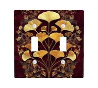 Autunno Golden Ginkgo Luce Interruttore Piastre/Coperture Outlet, Borgogna Stagionale Accenti Murali, Stile Art Nouveau Placche da Parete Standard Termoplastiche Doppio Toggle