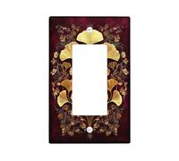 Autunno Golden Ginkgo Luce Interruttore Piastre/Coperture Outlet, Borgogna Stagionale Parete Accenti Murali, Stile Art Nouveau Standard Termoplastico Placche da parete Singolo Rocker