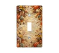 Autunno Harvest Pumpkins Art Toggle Switch Plate | Tema del raccolto rustico, estetica stagionale della fattoria, tavolozza dei colori autunnali caldi, misura standard